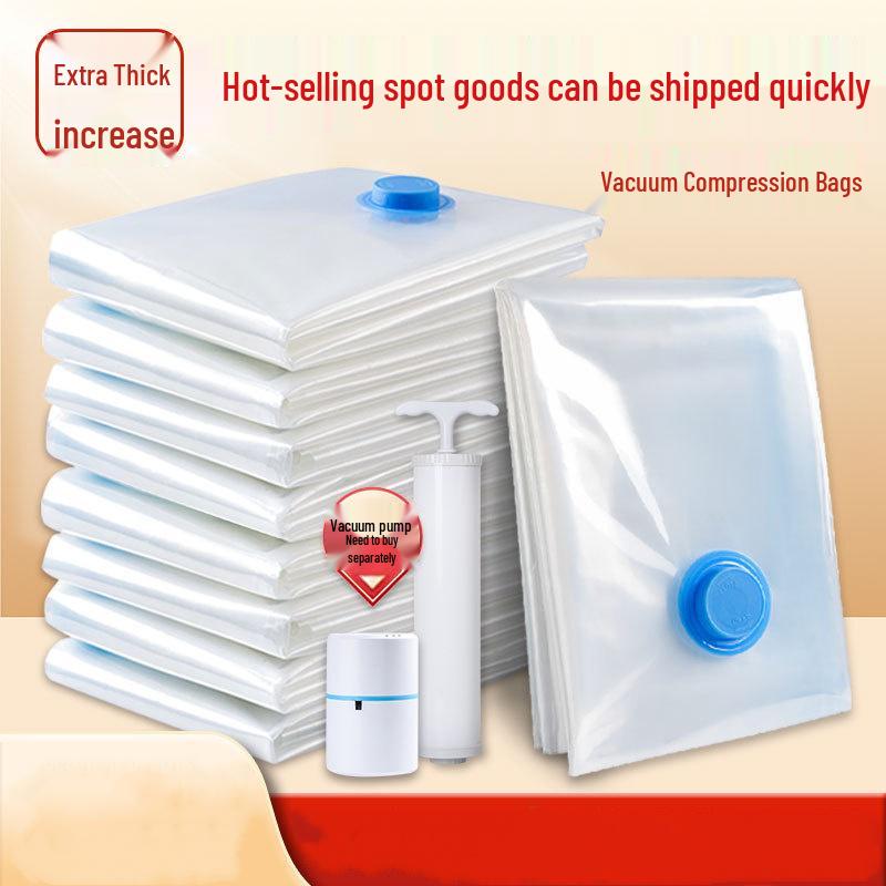 Sac de Compression sous Vide Transparent Extra Large - Bord Bleu, Étanche à la Poussière et à l'Humidité pour Couettes & Vêtements