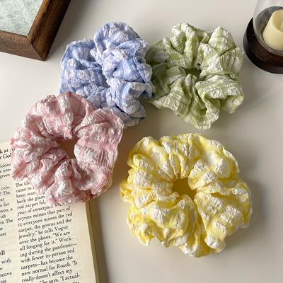 Simple and Fresh Plaid Large Intestine Hair Ring, Ponytail Hair Ring, Fabric Textured Hair Rope Hair Accessories