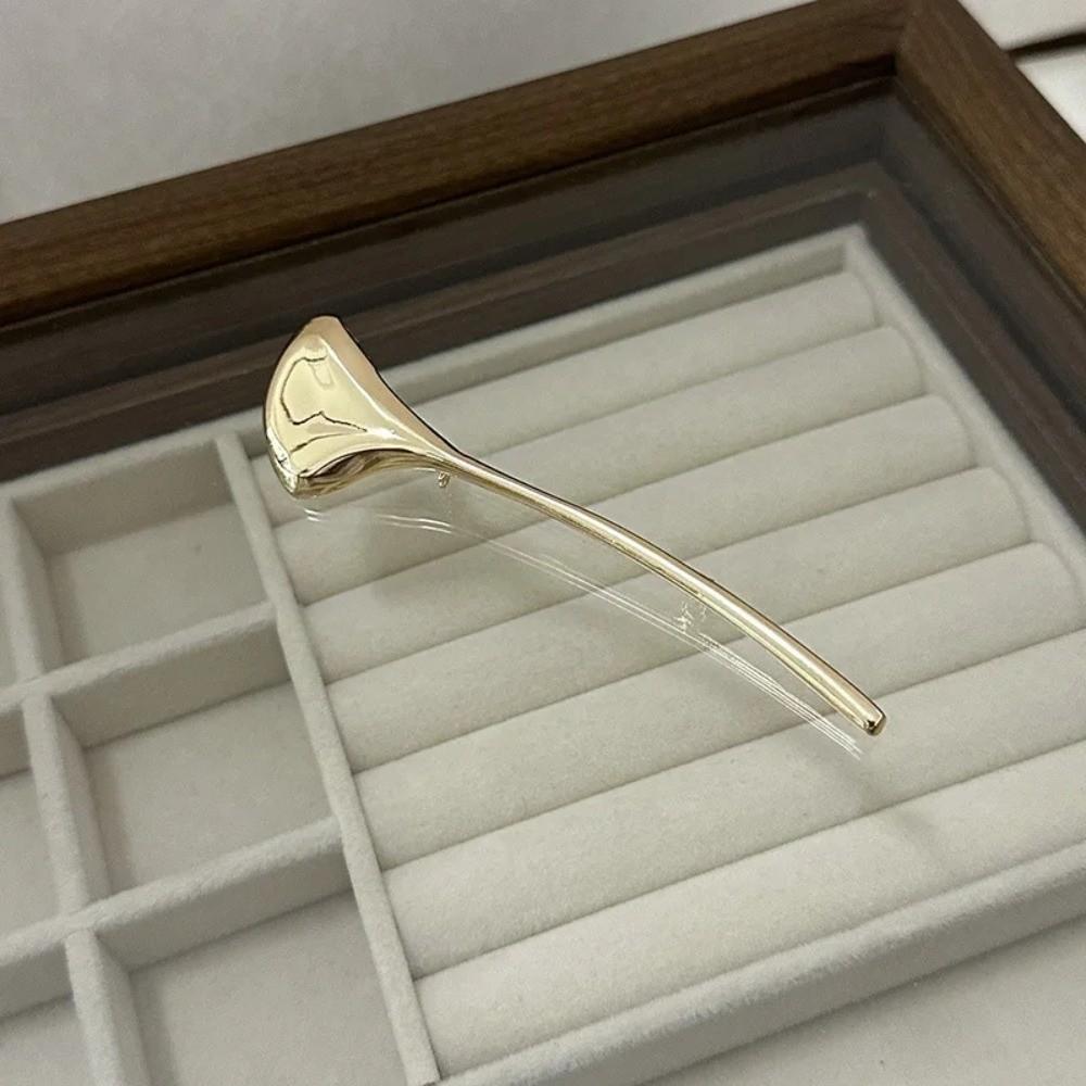 French Style Long Leaf Pin Corsage Ornament Metal Glossy Brooch Ginkgo Leaf Brooch  Party