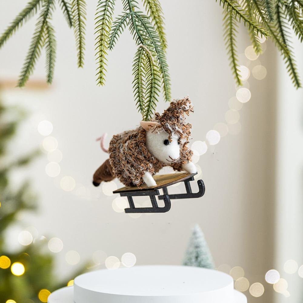 Sled Mouse Xmas Tree Pendants Cartoon Christmas Doll Pendant Cute Simulation Owl Ornament  Gift