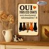 Vintage Metal Tin Sign Oui Ces Chats Sont Absolument Nécessaires Cat Silhouette Wall Art Rustic Iron Decor for Home