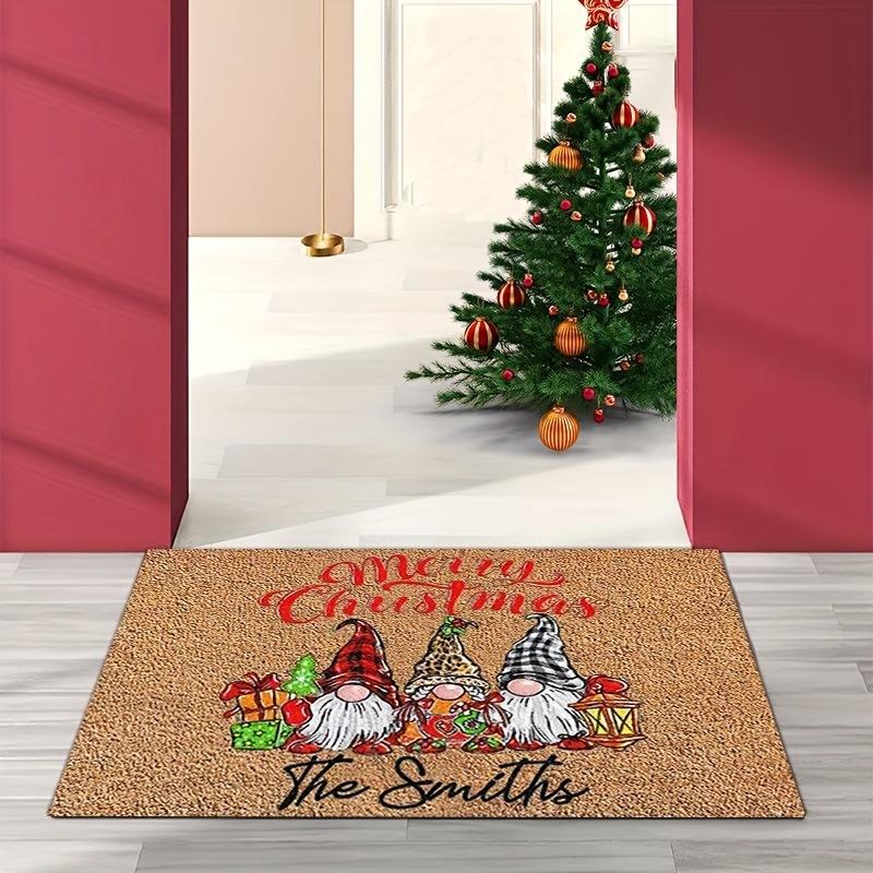 Christmas Bath Door Mat Cute Gnome Snowman Floor Mat Non Slip Area Rugs For Living Room Bathroom Home Entrance Decoration
