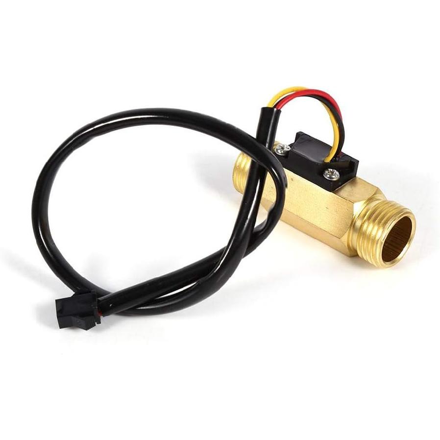 Water Flow Sensor Switch Hall Effect Water Flowmeter Meter 1-30L/min, DC4.5-18V, Copper - Water Flow Hall Sensor