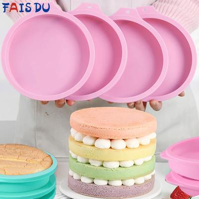 FAIS DU 2–8 Stück Silikon-Kuchenformen, 10,2/15,2/20,3 cm, rund, Kuchenschicht-Set, Silikon-Backformen, Form für Backwerkzeuge, Regenbogenkuchen und Mousse