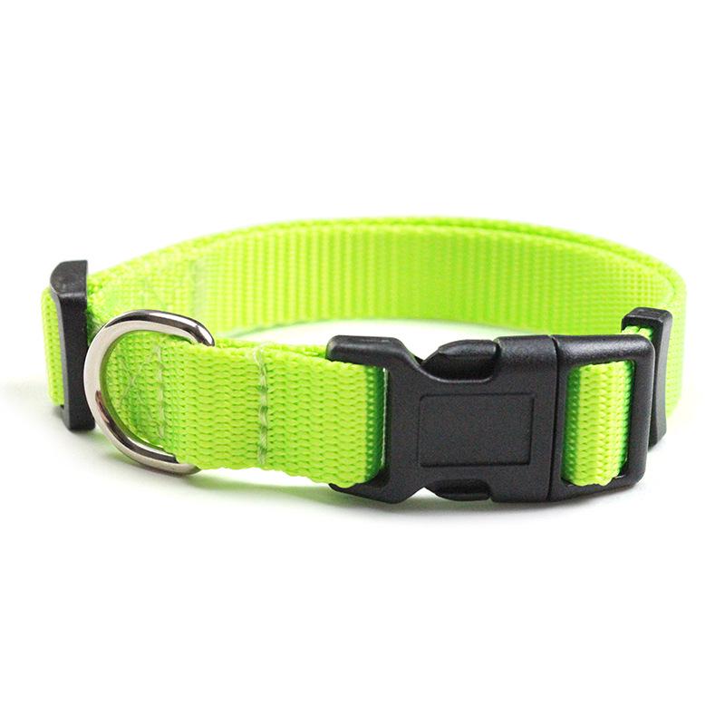 Adjustable Solid Color Polyester Pet Collar with Alloy Buckle for Cats and Small-Medium Dogs