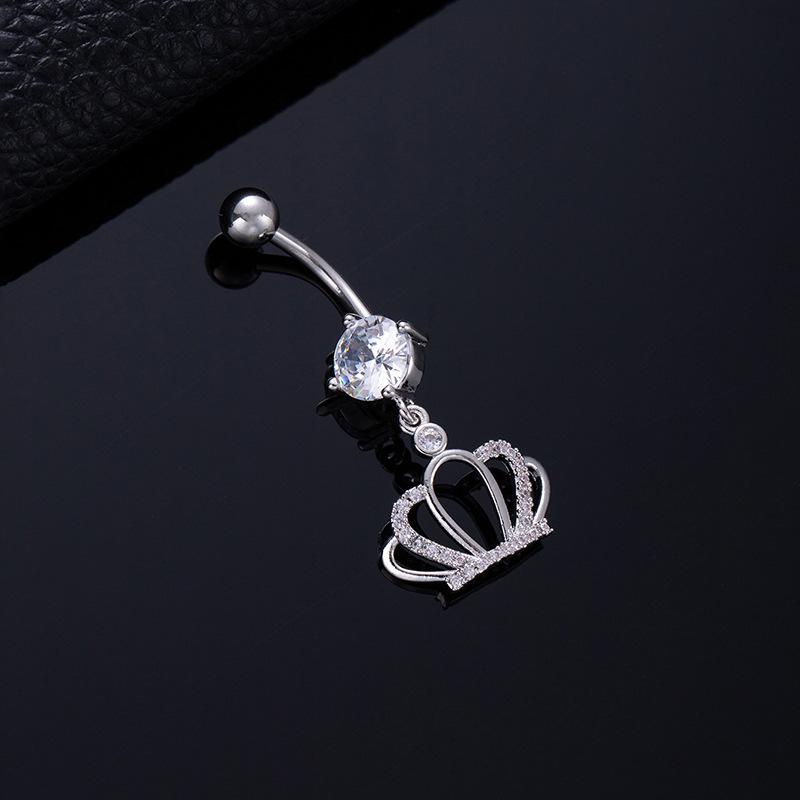 Colored Zircon Spiral Navel Nail Wind Star Moon Navel Ring Pierced Tassel Navel Buckle