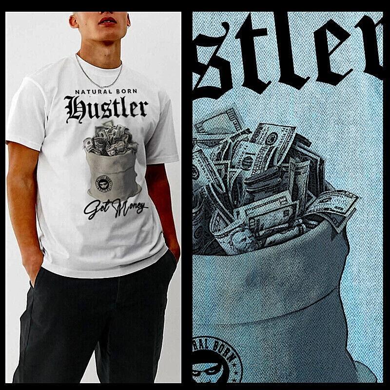 

Gangster t-shirt mobster criminal kingpin mob mafioso Born Hustler Thug Life tee XL