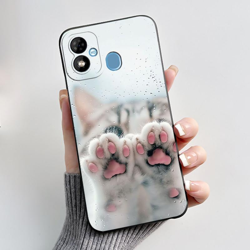 

Phone Case For Itel A33 Plus Bumper Soft Silicone Jelly Black Case Aesthetic Popular Pattern Flower Lotus Shockproof Cover Itel A33 Plus