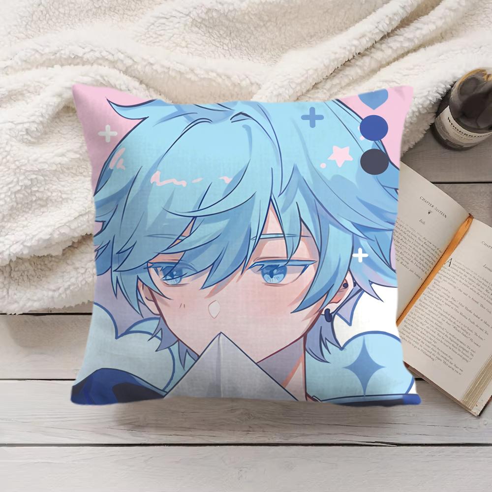 Chongyun Genshin Impact Cushion Cover Silky Short Plush Invisible Zipper Dustproof Sofa Pillow Case For Home Decor