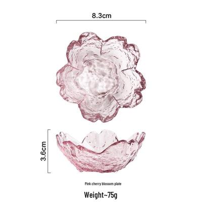 RuHan Japanese Hammered Glass Sakura Dipping Dish