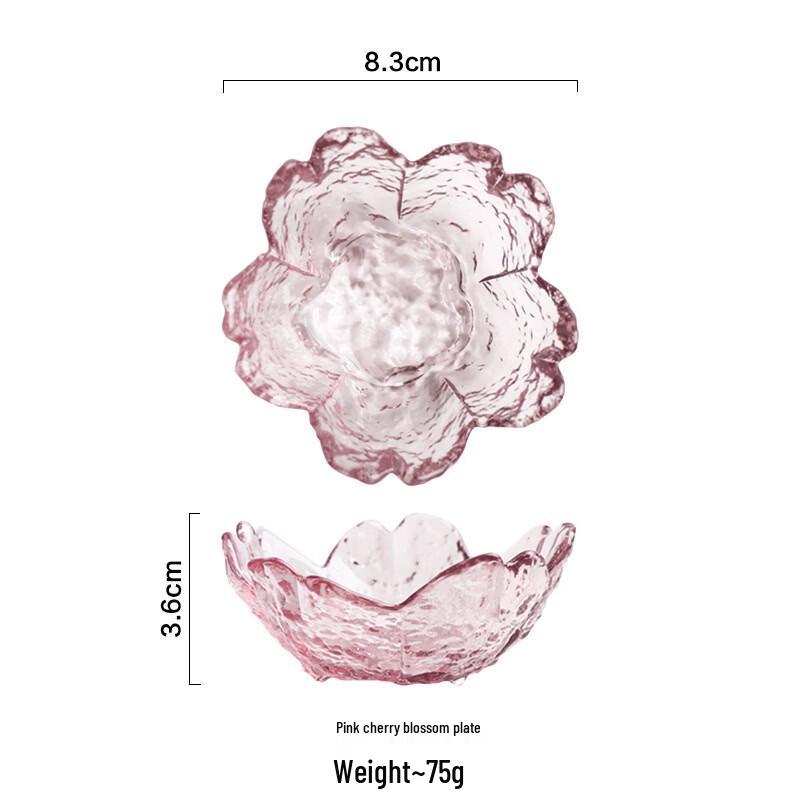 RuHan Japanese Hammered Glass Sakura Dipping Dish