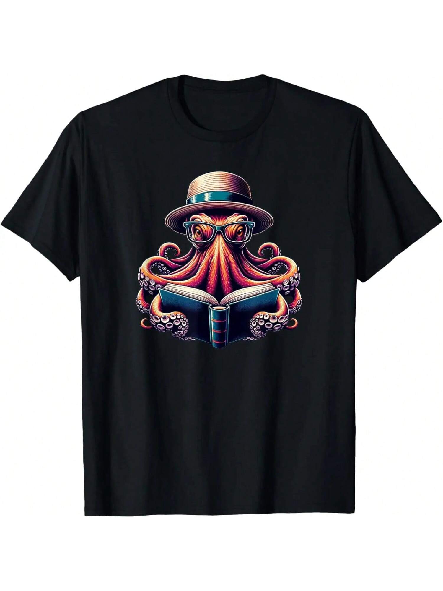 Funny Octopus Reading Book, Kraken Bookworm T-Shirt S