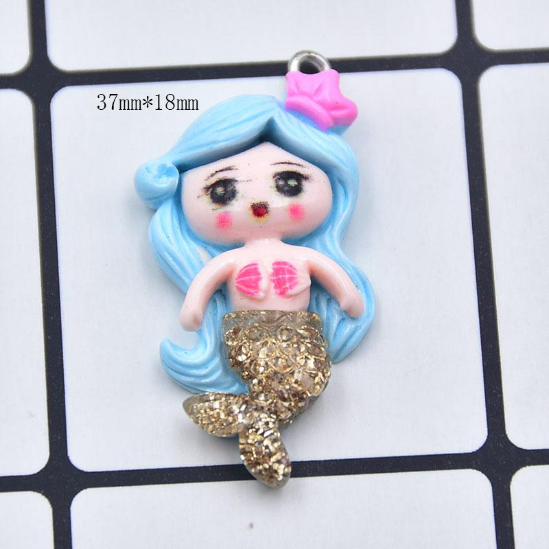 Colorful Resin Glitter Mermaid Girl Cartoon Doll Keychain Pendant DIY Jewelry Accessories