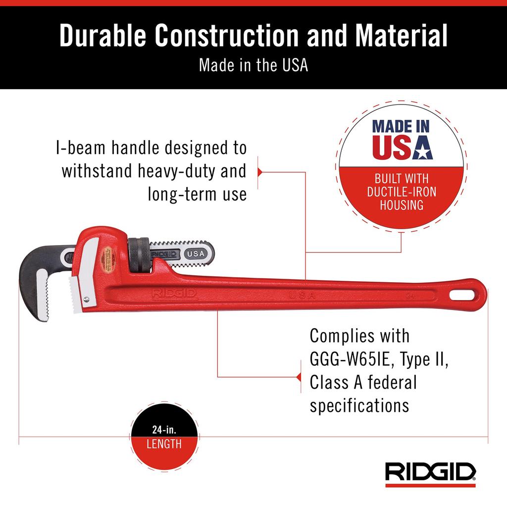 RIDGID Straight Pipe 31030 Heavy-Duty Wrench, 600mm,