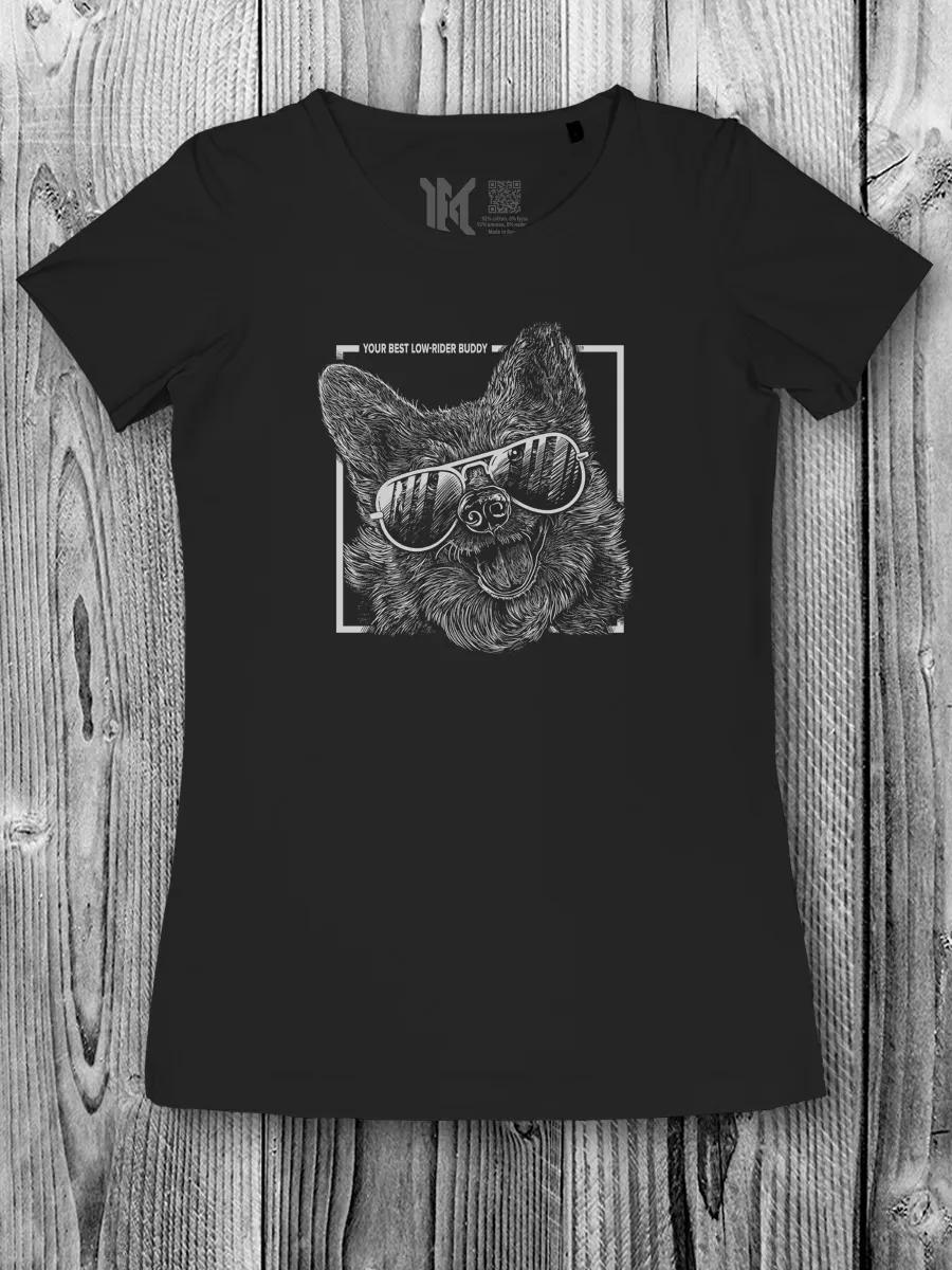 Corgi women s T-shirt with a print for a girl Dog with glasses XL
