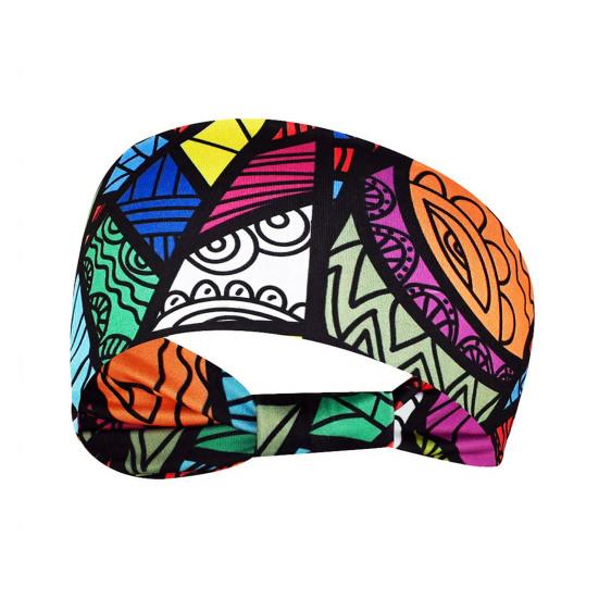 Women Wide Boho Print Headband Yoga Workout Knotted Stretch Sports Hairband Vintage Ethnic African Head Wrap