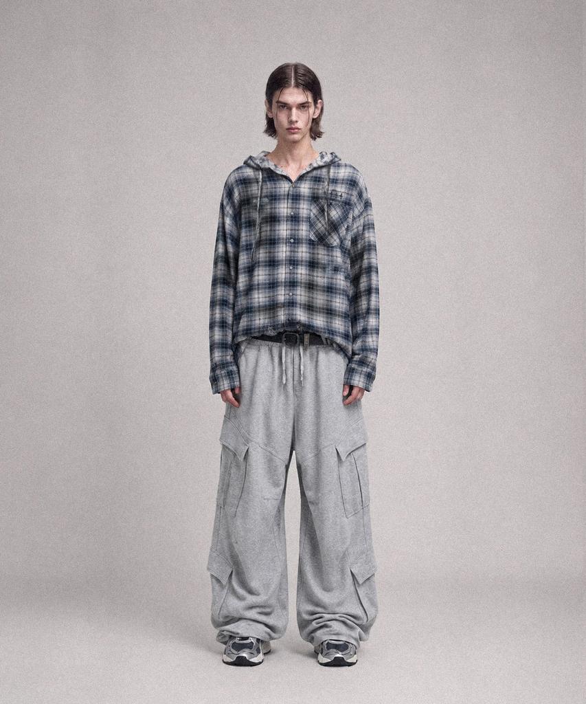NOT4NERD Diagonal Panel Dart Cargo Sweat Pants - Gray
