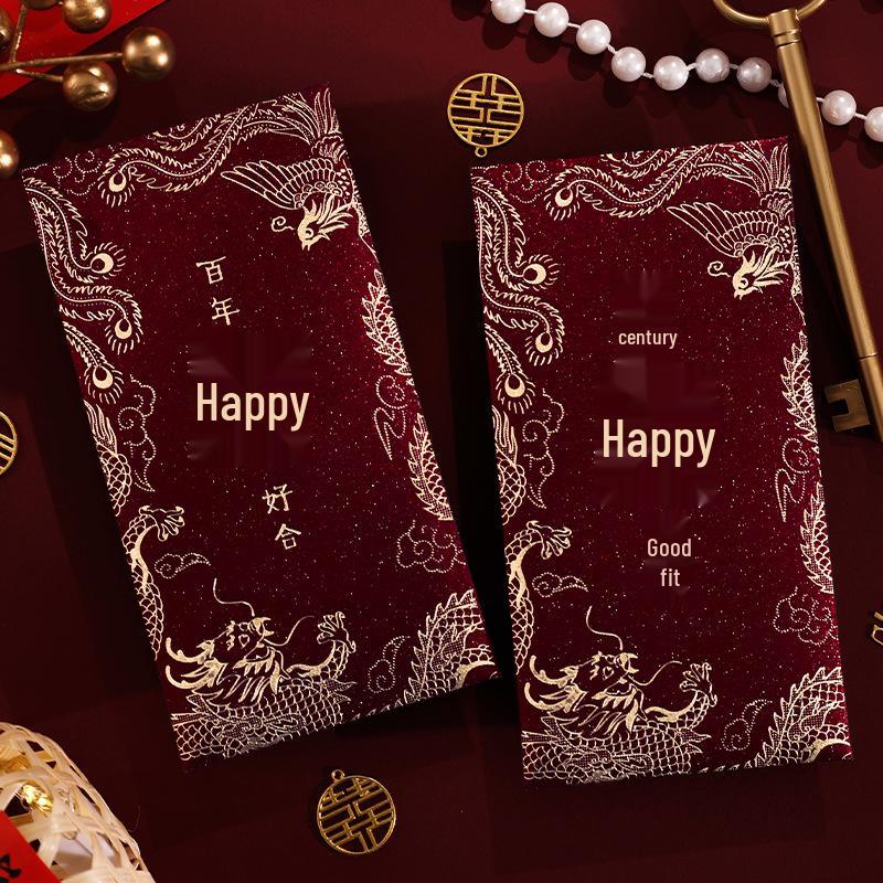 Roter Doppelglück Hochzeitsgeldumschlag für Frischvermählte