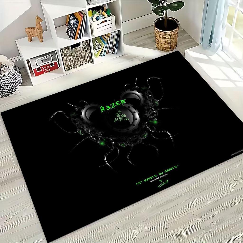 Fashion Razer Logo Moto Art Rug for Bedroom Living Room Sofa Home Doormat Decor, Large Kid Non-slip Floor Mat