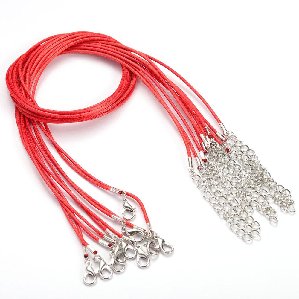 10-20pcs 45cm+5cm Lobster Clasp String Cord Real Leather Adjustable Braided Rope for Necklace Jewelry Making DIY Accessories