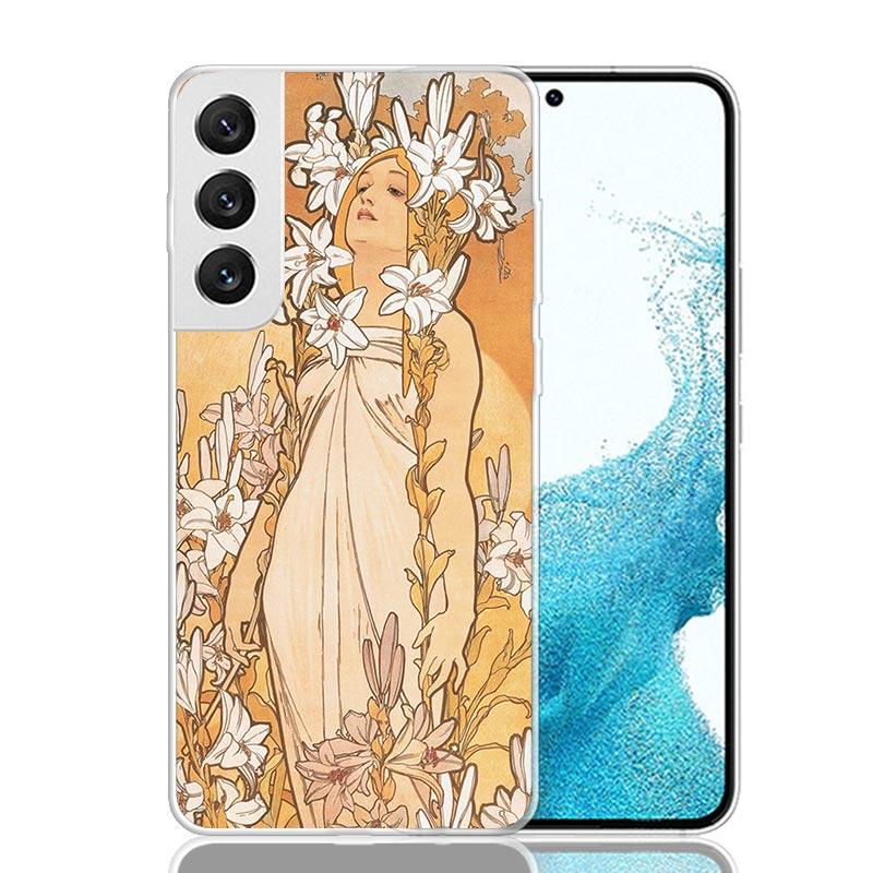 Alfons Mucha Primavera Case Phone Cover for Samsung Galaxy S24 S25 Ultra S23 Plus S22 + S21 S20 FE S10 S25Plus Trend Fundas S24