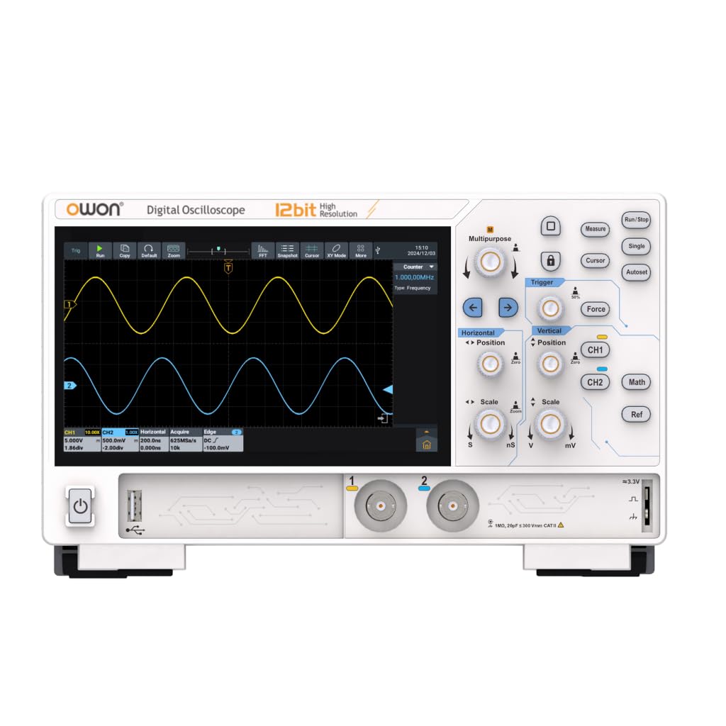 

OWON ADS802A Digital 70MHz Frequency Protocol FFT 1M Sampling 50M Waveform Update Lightweight Warranty from the Japan Oscilloscope, 2-Channel 12-Bit