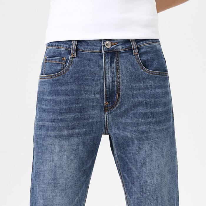 

Хлопковые эластичные джинсы Мужские Свободные Прямые Летний Тонкий Стиль Высокие Мягкие Повседневные Брюки Мужские 42