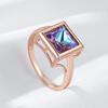 Big Square Purple Natural Zircon Ring For Women Fashion  Rose Gold Color Ethnic Wedding Jewelry Daily Accessories