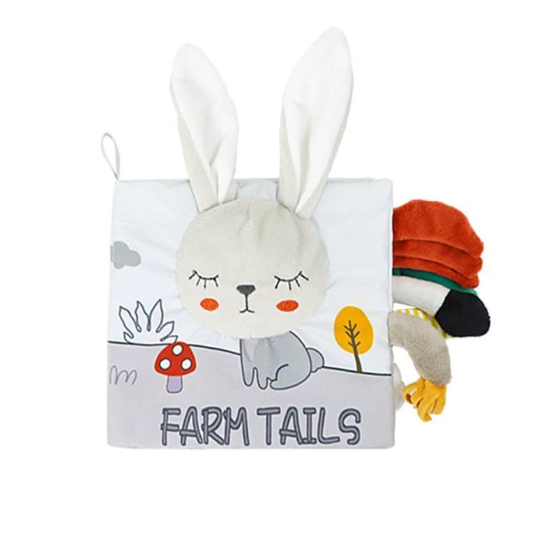 

Детская книга из ткани с черно-белыми хвостиками, устойчивая к разрывам Rabbit