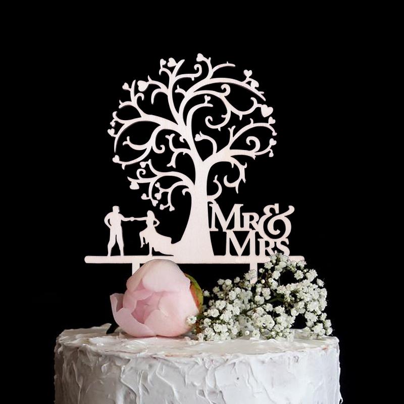 Rustic Wedding Decor Wooden Letter Mr&Mrs Love Just Married Cake Topper Bride Groom Wedding Engagement Party Decoration Supplies