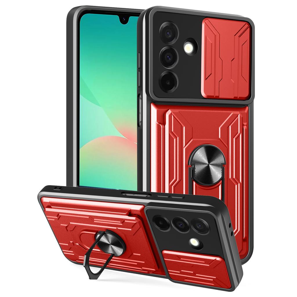 For Samsung Galaxy A26 5G Case PC+TPU Kickstand Phone Back Cover with Camera Slider