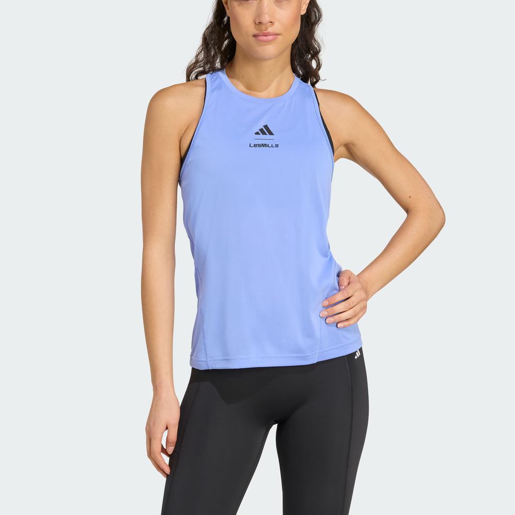 Adidas Les Mills Round Neck Comfortable Striped Sleeveless Sports Tank Top Women Tops KD4356