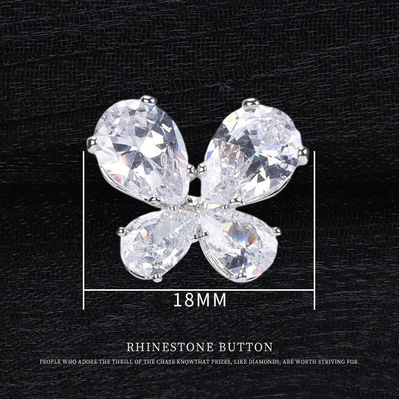 

5pcs High-Grade Zircon Buttons Women S Metal Fur Buttons Mink Sweater Crystal Decorative Buttons Petal Diamond Buckles Accessories 1 #silver 18mm