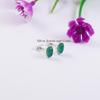 Natural Green Onyx Stud Earrings, 925 Sterling Silver Studs, Oval Onyx Studs, Gift for Mom, December Birthstone, Handmade Tiny Studs