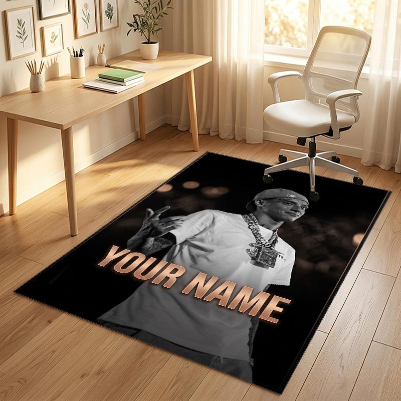 Personalized Crystal Velvet Carpet,Central Cee Custom Printed Name, Plush Area Rug For Home Indoor Decor