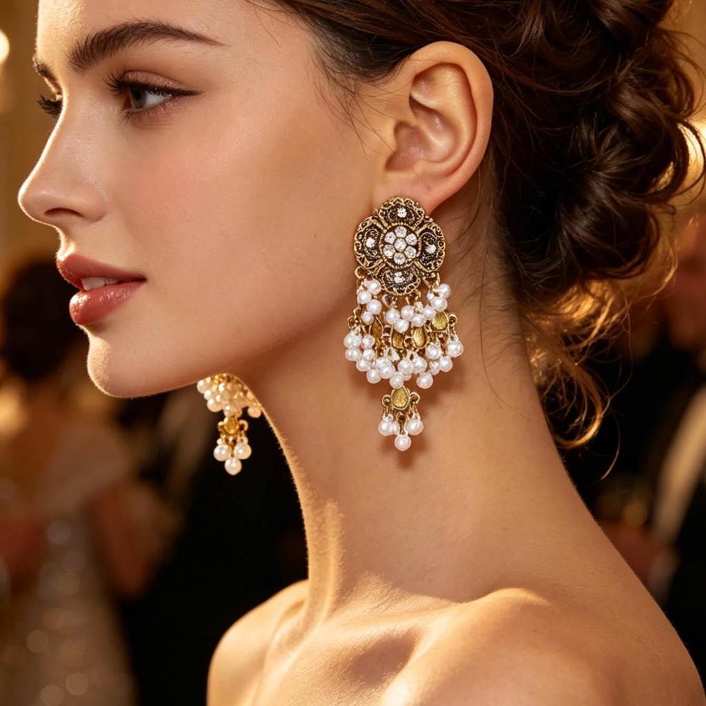 High-End Retro Bohemian Rhinestone Tassel Earrings