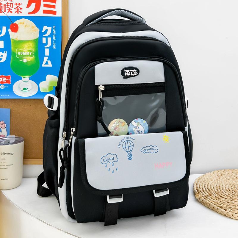 Schoolbag High Value Cute Small Fresh Contrasting Color Schoolbag Female Junior High School Girl High School Student Backpack Travel Lightweight