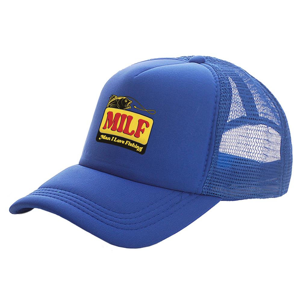 MILF Man I Love Fishing Trucker Čepice Unisex čepice Baseballová čepice Cool Summer Unisex síťovaná síťovaná čepice
