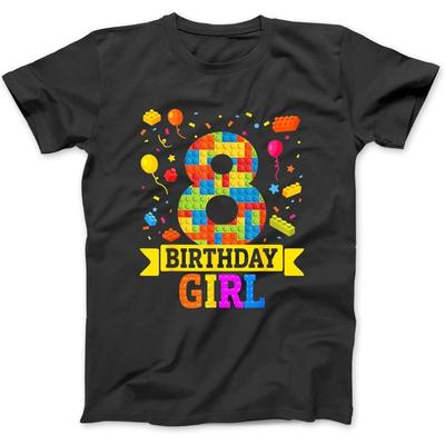 8 Year Old Building Blocks 8th Birthday Girl Block Building T-Shirt, Sweatshirt, Hoodie for Men Women Kids Made In Canada Black