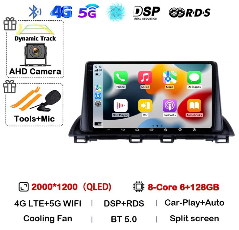 Android 14 Carplay Auto For Mazda 3 Axela 2013 - 2019 Car Radio Multimedia Player GPS Navigation Video Stereo Head Unit 2Din DVD