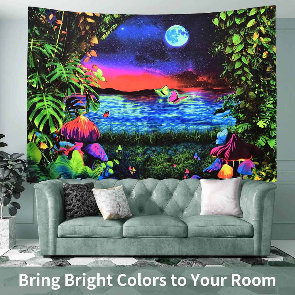 Fluorescent Wall Hanging Tapestry Aesthetic Interior Decoration Uv  Bedroom Dormitory