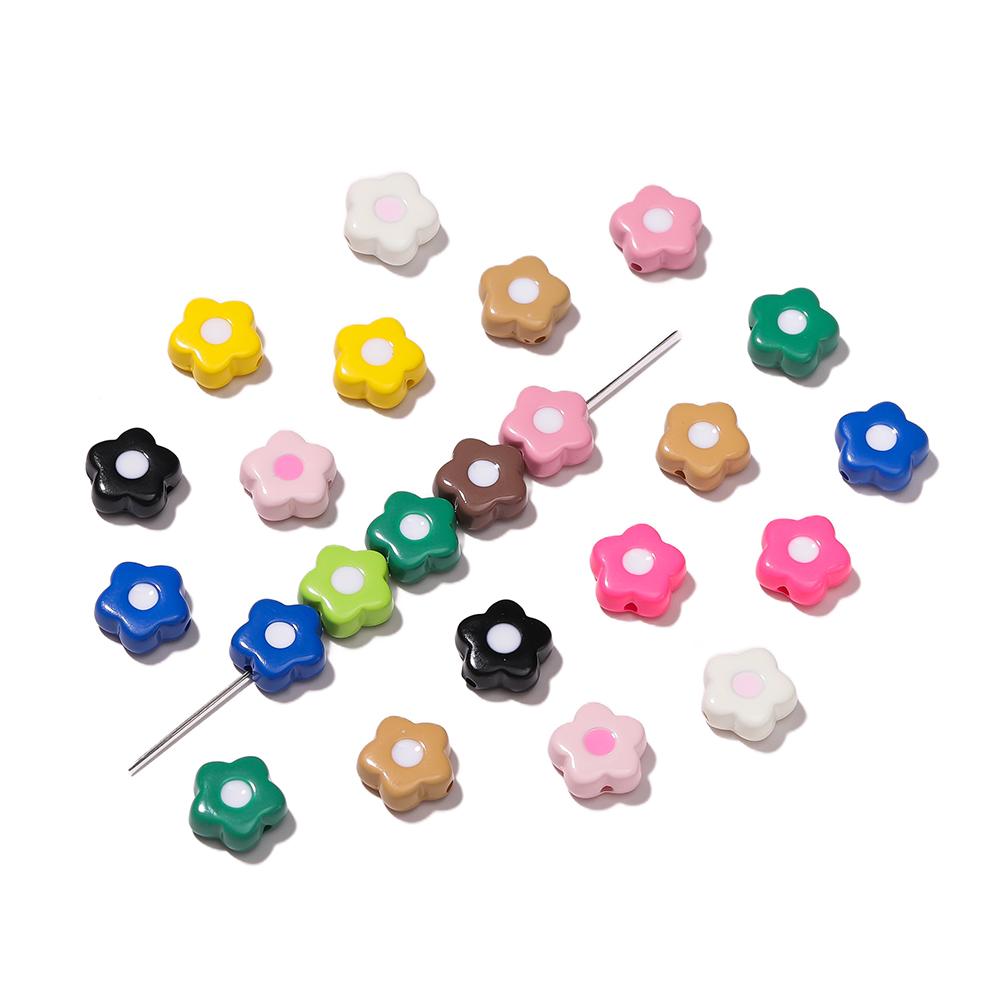 5pcs/Lots Colored Acrylic Enamel Flower Shaped Beads Spacer Loose Beads for DIY Necklace Bracelet Jewelry Making Findings