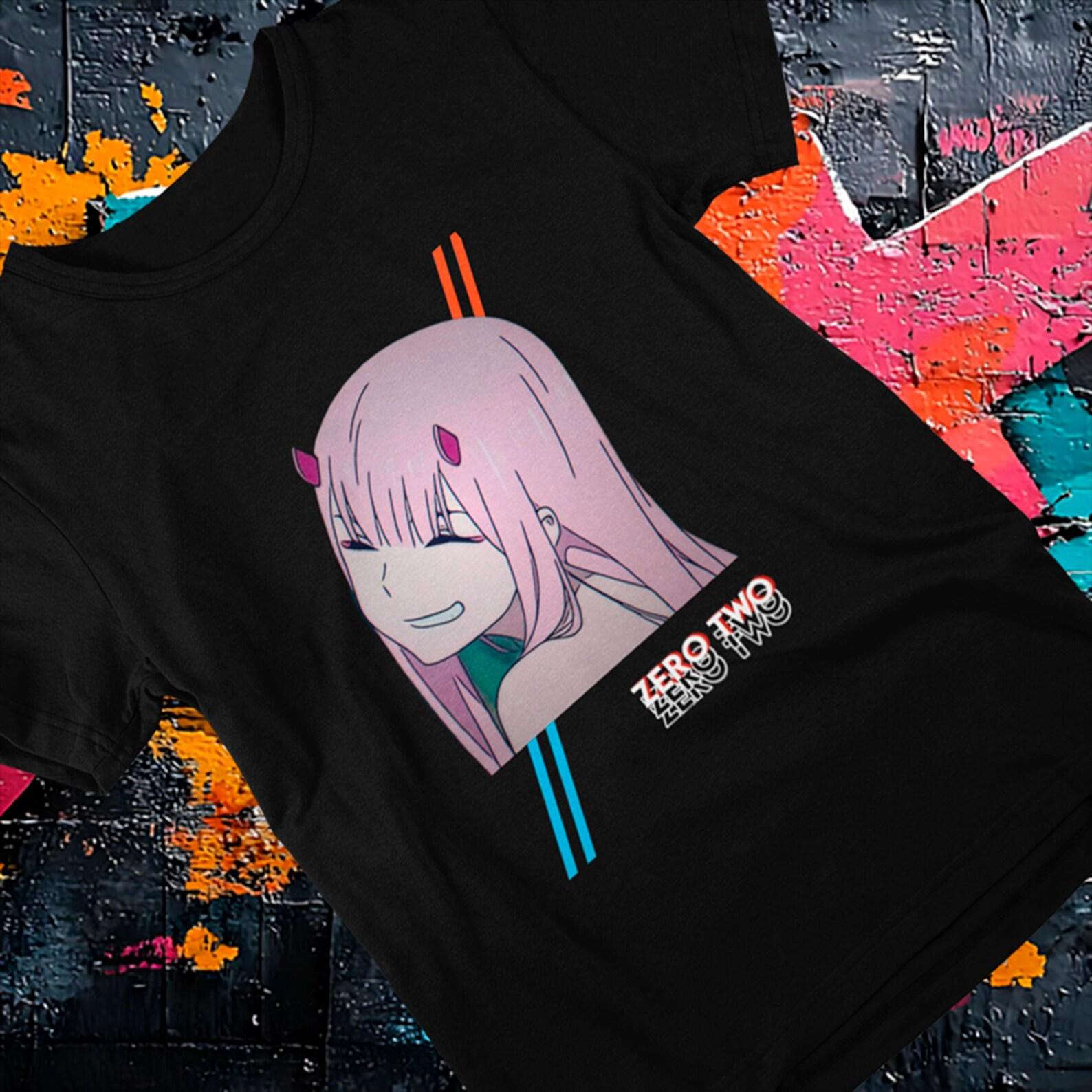 Zero Two Unisex T-Shirt / Streetwear / Darling in the Franxx / Anime Girl Tee / Pink Horn Anime Girl/ Fire Style / Anime Gift M