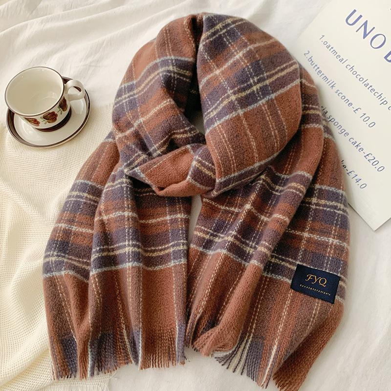 Red Plaid Christmas Scarf Women's Winter Thickened Warm Fashion Winter Versatile Korean Atmosphere Scarf