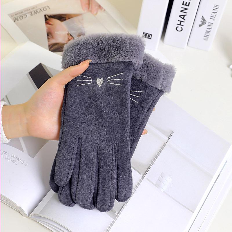 Women's Winter Touchscreen Cycling Gloves - Thicken Velvet, Warm, Cold-Proof, Cute for Autumn & Winter
