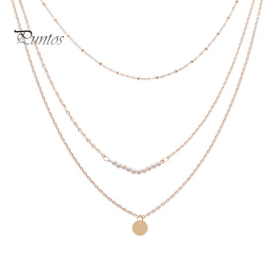 

3-х уровневое ожерелье с подвеской из искусственного жемчуга и блестками, штабелируемое короткое золотое колье-цепочка, регулируемая длина, многослойное ожерелье, ювелирное изделие, подарок золотистый