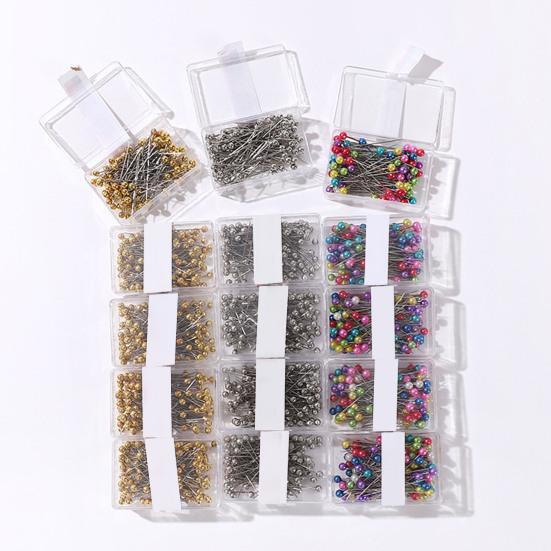 100Pcs/Box Colorful Round Top Hijab Pins with Storage Box One Tip Design Fixed Sewing
