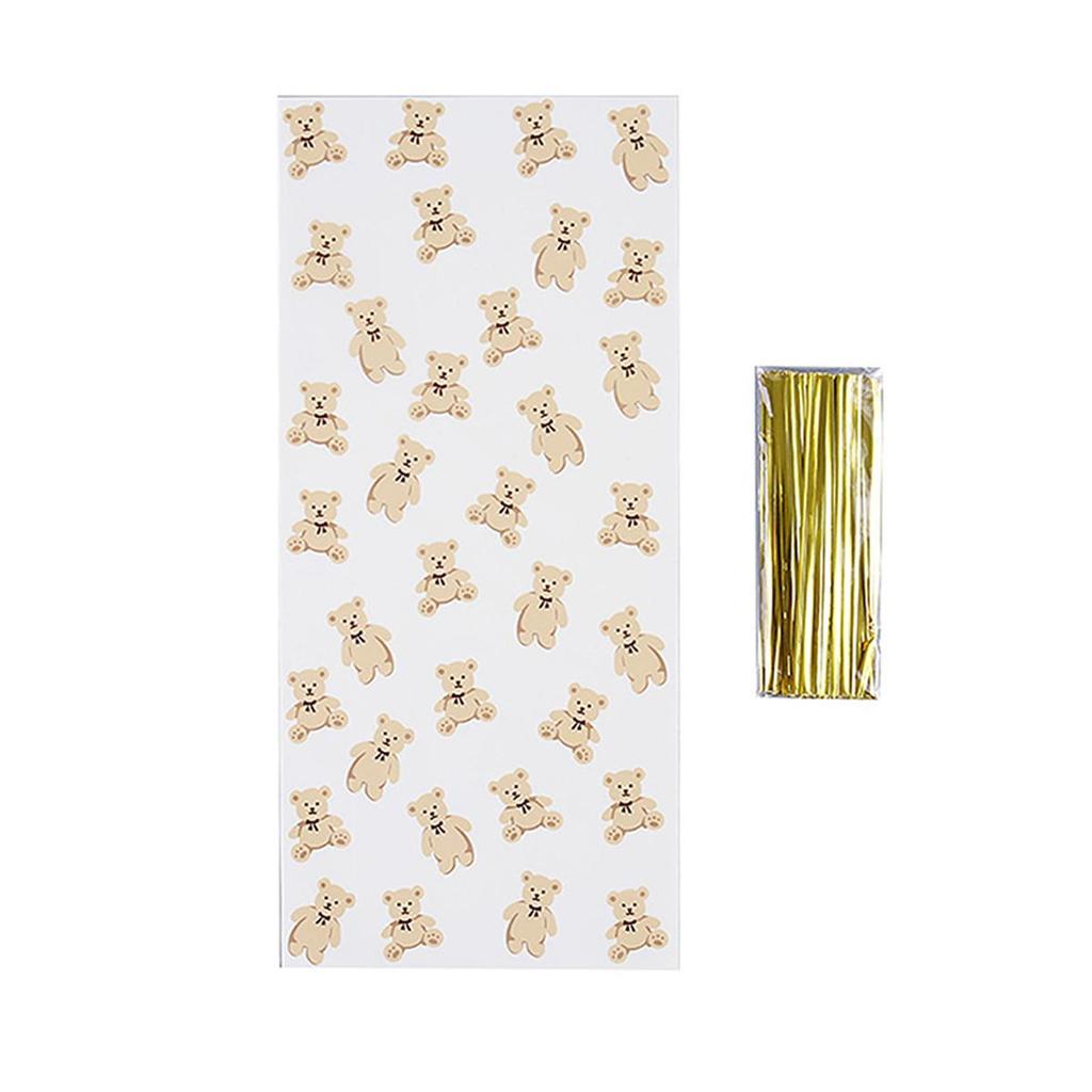 50Pcs Animal Party Bear Candy Bag Gift Bags Biscuits Cookies Dessert Diy For Kids Football Jungle Theme Birthday Party Decor