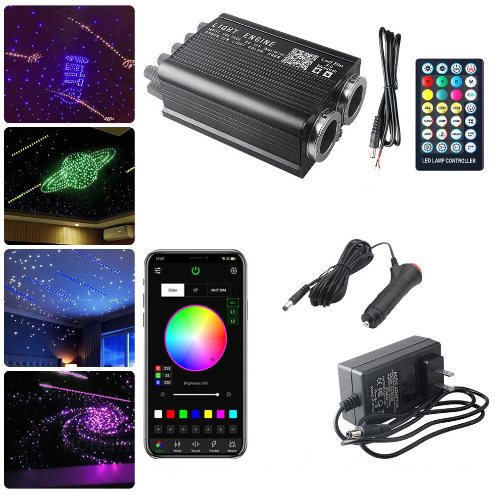 32W Twinkle Dual port Fiber Optic Star Ceiling Kit with RGBW Meteor effect APP Car Roof stars Fiber Optic Starry Sky Car Ceiling