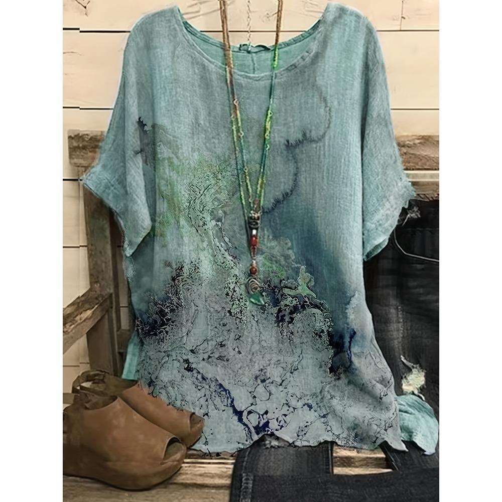 Plus Size T Shirt Tops Summer Women's Short Sleeve Round Neck Floral Printed Loose Tops T Shirt Casual T Shirt Hoodie